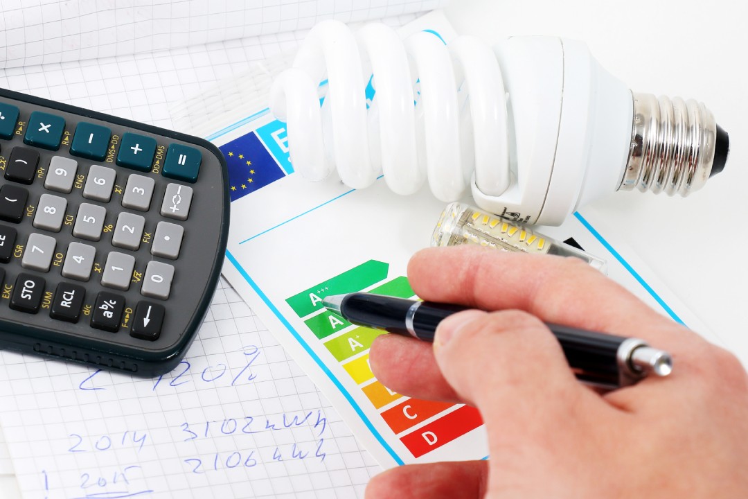 Energy efficiency concept with energy rating chart